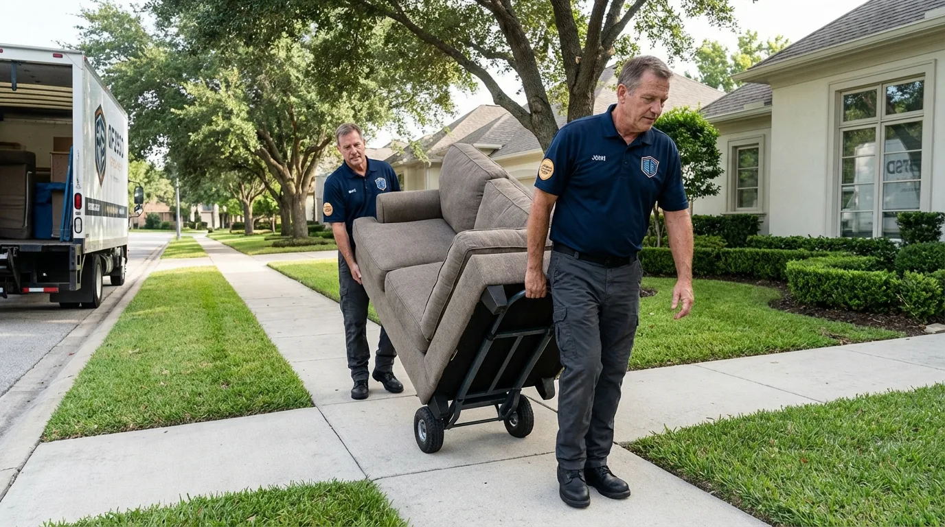 Local residential moving crew loading furniture in Dardanelle, AR